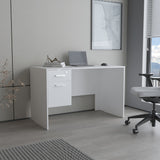 Mellier Modern Office Desk with Two Drawers and Side Storage, Compact Computer Workstation for Home Office or Study Room, Functional Desk with Spacious Top, Drawer Storage, and Side Shelving
