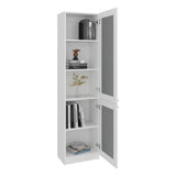 Home Double Glass Door Bookcase Cabinet with 5 Interior Shelves for Linen or Décor Storage for Living Rooms, Bedrooms or Laundry Rooms