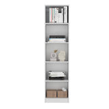 TUHOME Home XS Bookcase with Five-Tier Shelves and Slim Vertical Design Offering Compact Storage for Books, Decor and Keepsakes with Modern Open Display Style and Durable Engineered Wood Construction for Small-Space Living