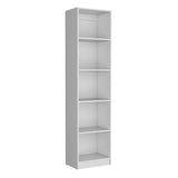 TUHOME Home XS Bookcase with Five-Tier Shelves and Slim Vertical Design Offering Compact Storage for Books, Decor and Keepsakes with Modern Open Display Style and Durable Engineered Wood Construction for Small-Space Living
