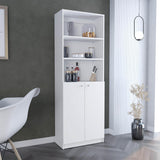 TUHOME Home 2-Door Bookcase with Dual Enclosed Shelves and Three Open Display Tiers Offering Modern Vertical Storage, Concealed Organization and Durable Engineered Wood Construction for Living Rooms, Offices and Bedrooms