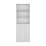TUHOME Home 2-Door Bookcase with Dual Enclosed Shelves and Three Open Display Tiers Offering Modern Vertical Storage, Concealed Organization and Durable Engineered Wood Construction for Living Rooms, Offices and Bedrooms