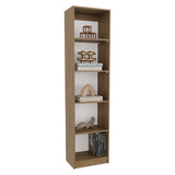 TUHOME Home XS Bookcase with Five-Tier Shelves and Slim Vertical Design Offering Compact Storage for Books, Decor and Keepsakes with Modern Open Display Style and Durable Engineered Wood Construction for Small-Space Living