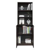 Home Two-Door Bookcase with 2 Open Shelves and Concealed Storage, Tall Modern Bookcase in Rich Stained Walnut, Elegant Display and Organizational Solution for Books and Décor with Hidden Storage