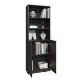 Home Two-Door Bookcase with 2 Open Shelves and Concealed Storage, Tall Modern Bookcase in Rich Stained Walnut, Elegant Display and Organizational Solution for Books and Décor with Hidden Storage