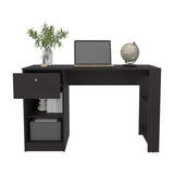 Home Office Desk with 2 Drawers and Open Shelf, 120 Wide, Space-Saving Design