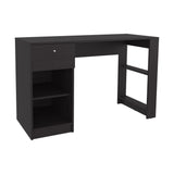 Home Office Desk with 2 Drawers and Open Shelf, 120 Wide, Space-Saving Design
