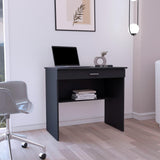 TUHOME Home Writing Desk with Open Storage Top Shelf, Spacious Work Surface, Full-Width Drawer, Compact 31-Inch Computer Desk for Small Spaces, Modern Functional Design for Home Offices, Bedrooms or Study Areas