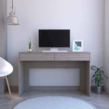 Tuhome Acre Computer Desk with Two Drawers, Modern Design, Light Gray Finish, Ideal for Home Office, Study, or Work-from-Home Setup