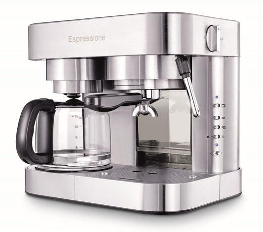 Stainless Steel Combination Pump Espresso Machine with 10-Cup Drip Coffeemaker