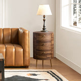 Etta 26" Tall Drum 3 - Drawer Round Boho End Table