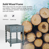 Ira 26" Tall Farmhouse Solid Wood End Table with Built-in Charging Outlets(Optional Types)