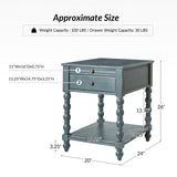 Ira 26" Tall Farmhouse Solid Wood End Table with Built-in Charging Outlets(Optional Types)