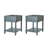 Ira 26" Tall Farmhouse Solid Wood End Table with Built-in Charging Outlets(Optional Types)