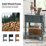 Ira 26" Tall Farmhouse Solid Wood End Table with Built-in Charging Outlets(Optional Types)