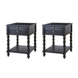 Ira 26" Tall Farmhouse Solid Wood End Table with Built-in Charging Outlets(Optional Types)