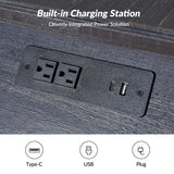 Ira 26" Tall Farmhouse Solid Wood End Table with Built-in Charging Outlets(Optional Types)