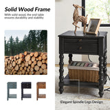 Ira 26" Tall Farmhouse Solid Wood End Table with Built-in Charging Outlets(Optional Types)