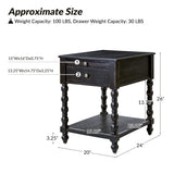 Ira 26" Tall Farmhouse Solid Wood End Table with Built-in Charging Outlets(Optional Types)