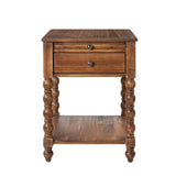 Ira 26" Tall Farmhouse Solid Wood End Table with Built-in Charging Outlets(Optional Types)