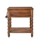 Ira 26" Tall Farmhouse Solid Wood End Table with Built-in Charging Outlets(Optional Types)
