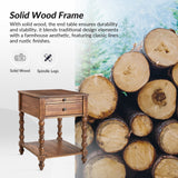 Ira 26" Tall Farmhouse Solid Wood End Table with Built-in Charging Outlets(Optional Types)