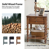 Ira 26" Tall Farmhouse Solid Wood End Table with Built-in Charging Outlets(Optional Types)