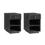 Reeded Modern End Table with Adjustable Shelf & USB Ports(Optional Types)
