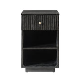 Reeded Modern End Table with Adjustable Shelf & USB Ports(Optional Types)