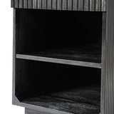 Reeded Modern End Table with Adjustable Shelf & USB Ports(Optional Types)