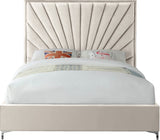 Eclipse Velvet Bed - Luxurious Contemporary Design with Channel Tufted Headboard and Metal Legs