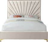 Eclipse Velvet Bed - Luxurious Contemporary Design with Channel Tufted Headboard and Metal Legs
