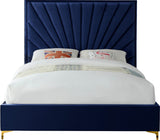 Eclipse Velvet Bed - Luxurious Contemporary Design with Channel Tufted Headboard and Metal Legs
