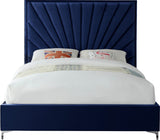 Eclipse Velvet Bed - Luxurious Contemporary Design with Channel Tufted Headboard and Metal Legs