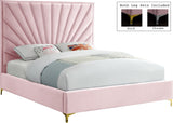 Eclipse Velvet Bed - Luxurious Contemporary Design with Channel Tufted Headboard and Metal Legs