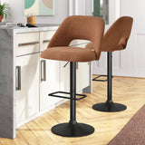 Edwin Upholstered Swivel Adjustable Bar Stool (Set of 2)