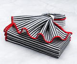 Black Striped Napkins with Red edges