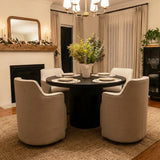 Yisa Modern Swivel Linen Upholstered Dining Chair (Set of 2)