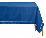 Blue Tablecloth Rectangle - White Embroidery