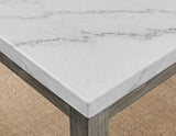 Emily 5-Piece White Marble Dining Set (Table & 4 Side Chairs)