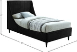 Eva Velvet Contemporary Bed with Wingback Headboard, Deep Tufting & Stylish Black Wood Legs