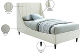 Eva Velvet Contemporary Bed with Wingback Headboard, Deep Tufting & Stylish Black Wood Legs