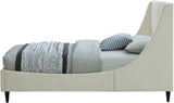 Eva Velvet Contemporary Bed with Wingback Headboard, Deep Tufting & Stylish Black Wood Legs