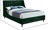 Eva Velvet Contemporary Bed with Wingback Headboard, Deep Tufting & Stylish Black Wood Legs