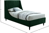 Eva Velvet Contemporary Bed with Wingback Headboard, Deep Tufting & Stylish Black Wood Legs