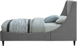 Eva Velvet Contemporary Bed with Wingback Headboard, Deep Tufting & Stylish Black Wood Legs
