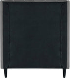 Eva Velvet Contemporary Bed with Wingback Headboard, Deep Tufting & Stylish Black Wood Legs