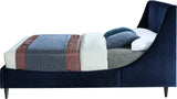 Eva Velvet Contemporary Bed with Wingback Headboard, Deep Tufting & Stylish Black Wood Legs