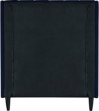 Eva Velvet Contemporary Bed with Wingback Headboard, Deep Tufting & Stylish Black Wood Legs