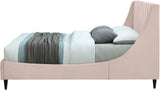 Eva Velvet Contemporary Bed with Wingback Headboard, Deep Tufting & Stylish Black Wood Legs